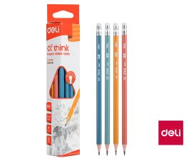 Ceruzka HB s gumou trojhranná THINK DELI EU50000 mix
