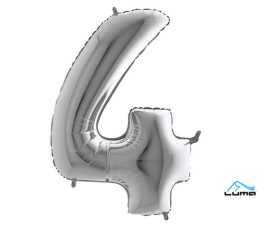 Balónik foliový č. 4 STRIEBORNÝ 101cm LUMA