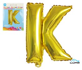 Balónik foliový  „K“ ZLATÝ LUMA