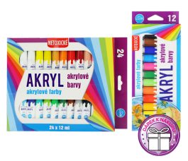 Farby  akrylové sada LUMA 24 farieb 12ml + DARČEK Farby akrylové sada LUMA 12 farieb 12ml