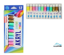 Farby  akrylové METAL + PASTEL sada LUMA 12 farieb 12ml