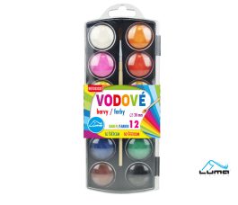 Farby  vodové so štetcom 12 farieb, 30mm LUMA