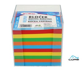 Bloček KOCKA farebná 90 x 90mm, nelepená + plastová krabička LUMA