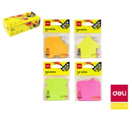 Bloček samolepiaci STICK UP 69 x 69mm NEON DELI EA03102 4 x 20l mix