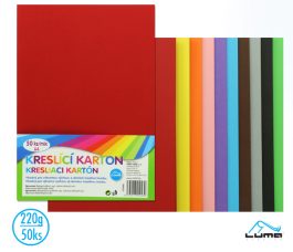 Kresliaci kartón farebný A4/220g mix, 50ks LUMA