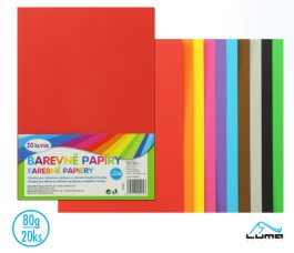 Papier farebný zložka A4/80g mix, 20ks LUMA