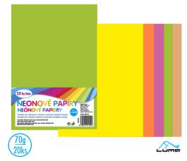 Papier farebný zložka A4/70g mix, 20ks NEON LUMA